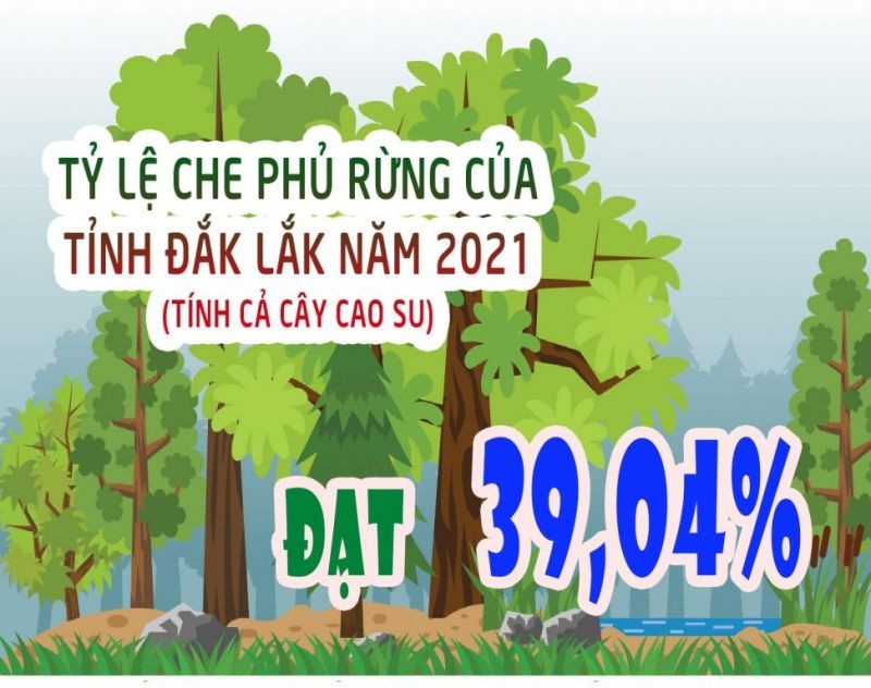 Tỷ lệ che phủ rừng của tỉnh Đắk Lắk năm 2021
